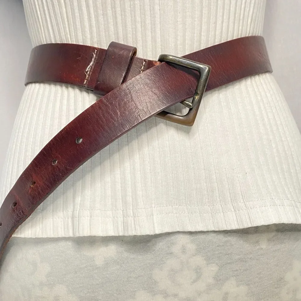 💎Basic Belt Unisex 34 Waist Burnished Walnut Brown Genuine Leather